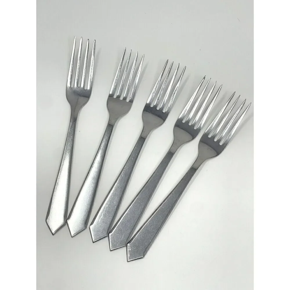 Maper-Inox Stainless Pointed Tip Handle Dinner Place Forks 7.75” Set Of 5 MCM